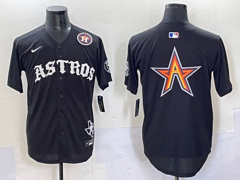 Men 2025 Houston Astros Blank Black Seven generations Joint Name Nike MLB Jersey style 9->houston astros->MLB Jersey
